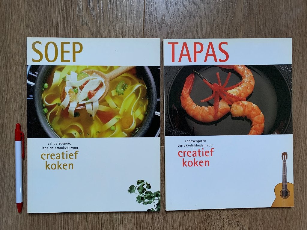 2x Kookboek Creatief Koken: Soep en Tapas zo goed als nieuw, Ophalen of Verzenden, Zo goed als nieuw, Voorgerechten en Soepen
