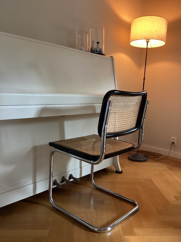 Vintage Cesca stoel model B32 van Marcel Breuer - Italië, Huis en Inrichting, Ophalen, Gebruikt, Hout, Zwart