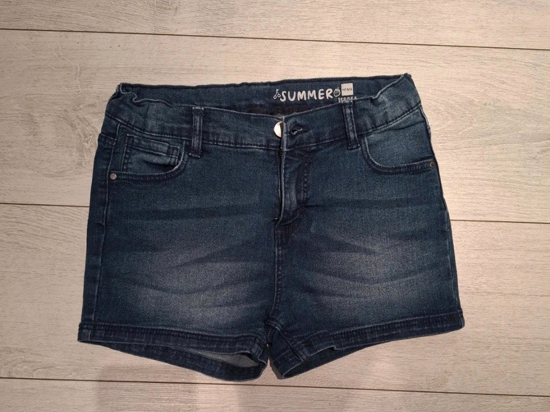 Hema spijkerbroekje/short maat 158-164, Broek, Gebruikt, Meisje, Ophalen of Verzenden