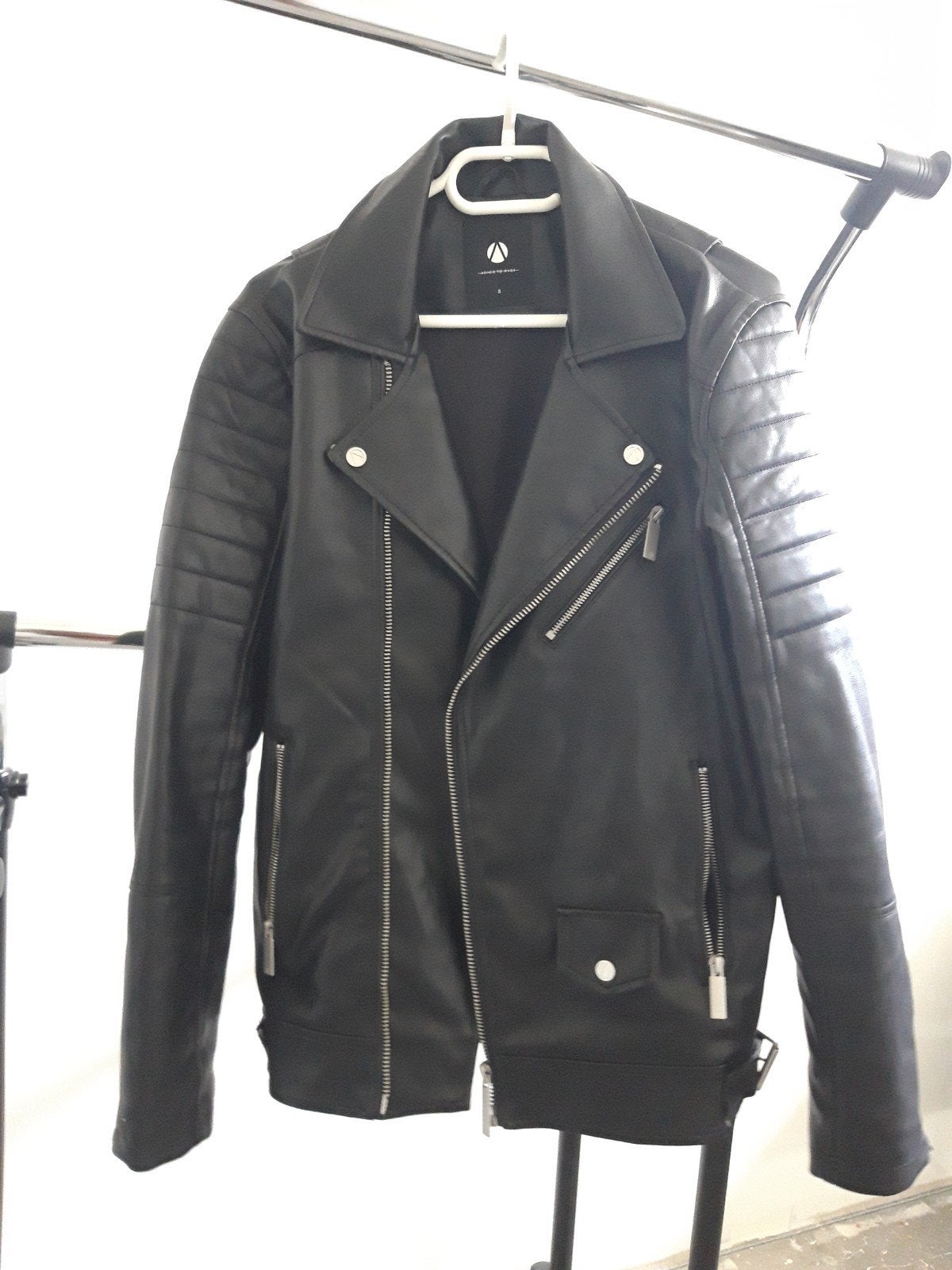 Zwart leren bikerjack - Ashes to Dust - Maat S, Ophalen of Verzenden, Zo goed als nieuw, Maat 46 (S) of kleiner, Zwart