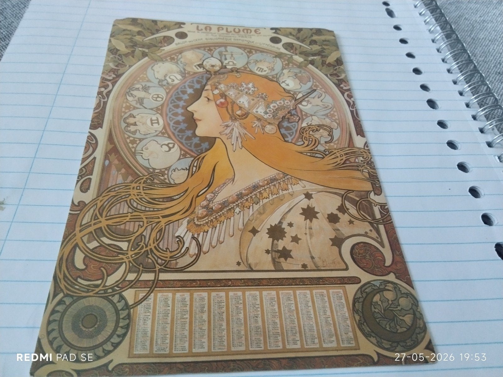 Alphonse Mucha Zodiac Kalender Art Nouveau Ansichtkaart, Ophalen of Verzenden, 1980 tot heden, Overige thema's
