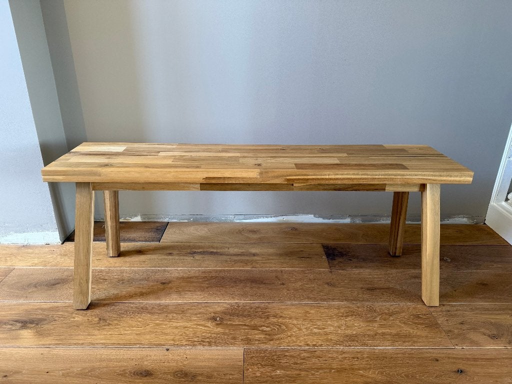 IKEA Skogsta houten bank, Huis en Inrichting, Ophalen, Bruin, Zo goed als nieuw, Eén