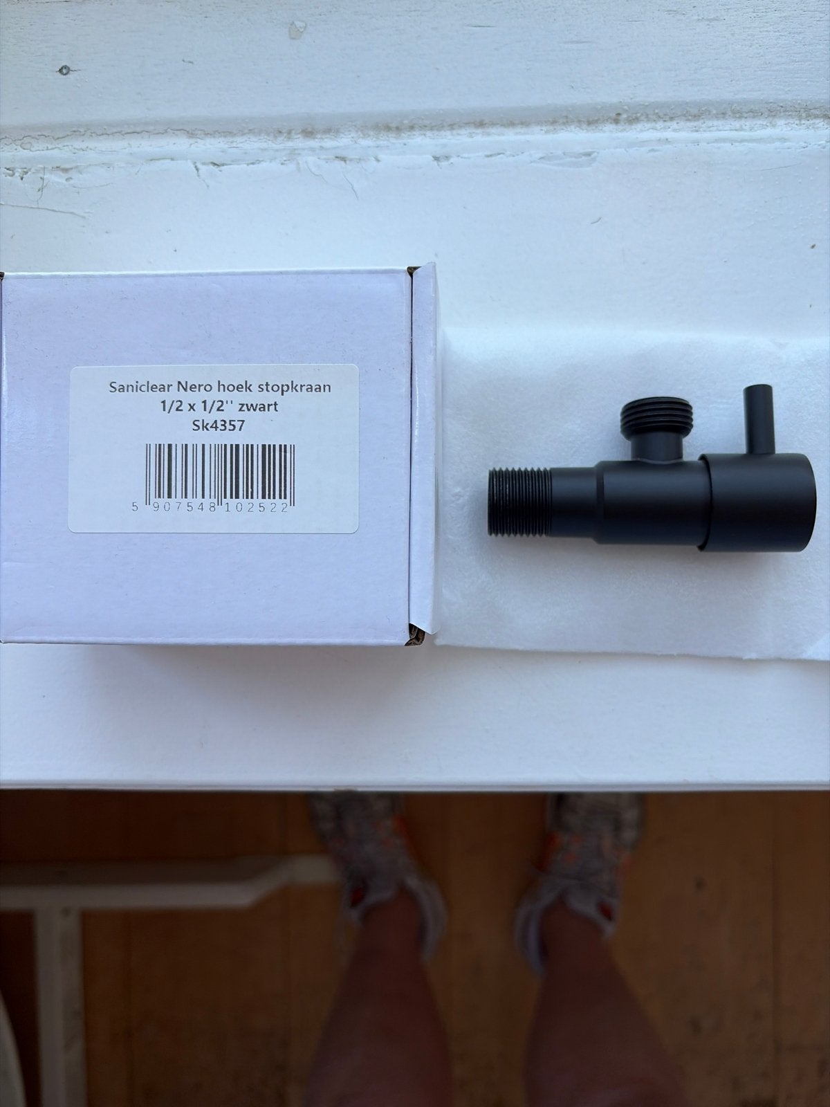 Saniclear Nero hoek stopkraan 1/2 x 1/2" zwart, Doe-het-zelf en Verbouw, Sanitair, Ophalen of Verzenden, Nieuw, Kraan