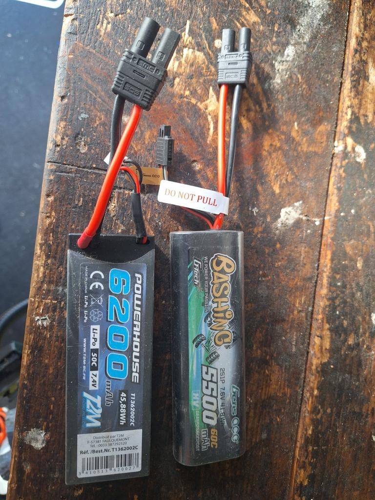 2x 2S Lipo Accu's met EC5 Connector (5500mAh & 6200mAh), Ophalen of Verzenden