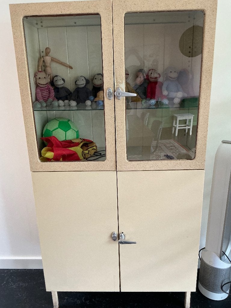 Apothekerskast, ziekenhuiskast vintage, vitrinekast, Ophalen, Gebruikt, 50 tot 100 cm, Metaal