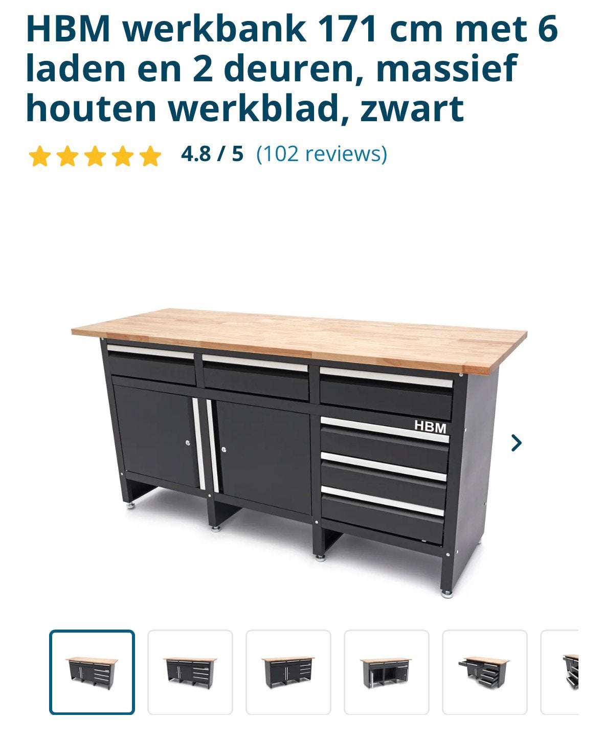 HBM Werkbank 171 lang GEDEMONTEERD, Ophalen, Zo goed als nieuw