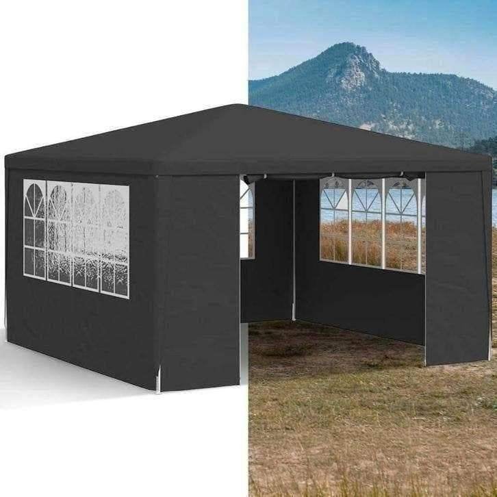 Partytent, Paviljoen, 4x4, opvouwbaar, Met Zijwanden, Zwart, Tuin en Terras, Partytenten, Opvouwbaar, Partytent, Nieuw, 4 tot 6 meter
