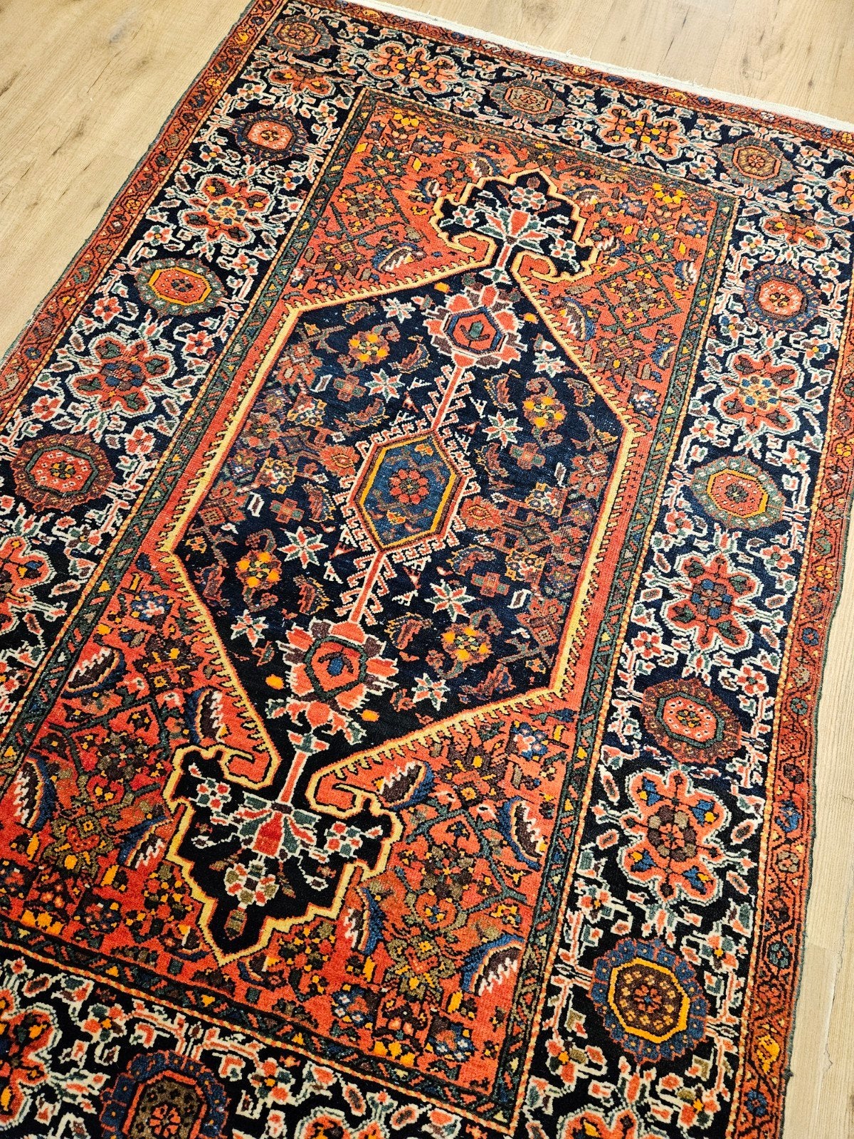 Vintage handgeknoopt perzisch tapijt 163x106, Info@SlatsAntiek.nl, Tweedehands, Perzisch, Ophalen of Verzenden