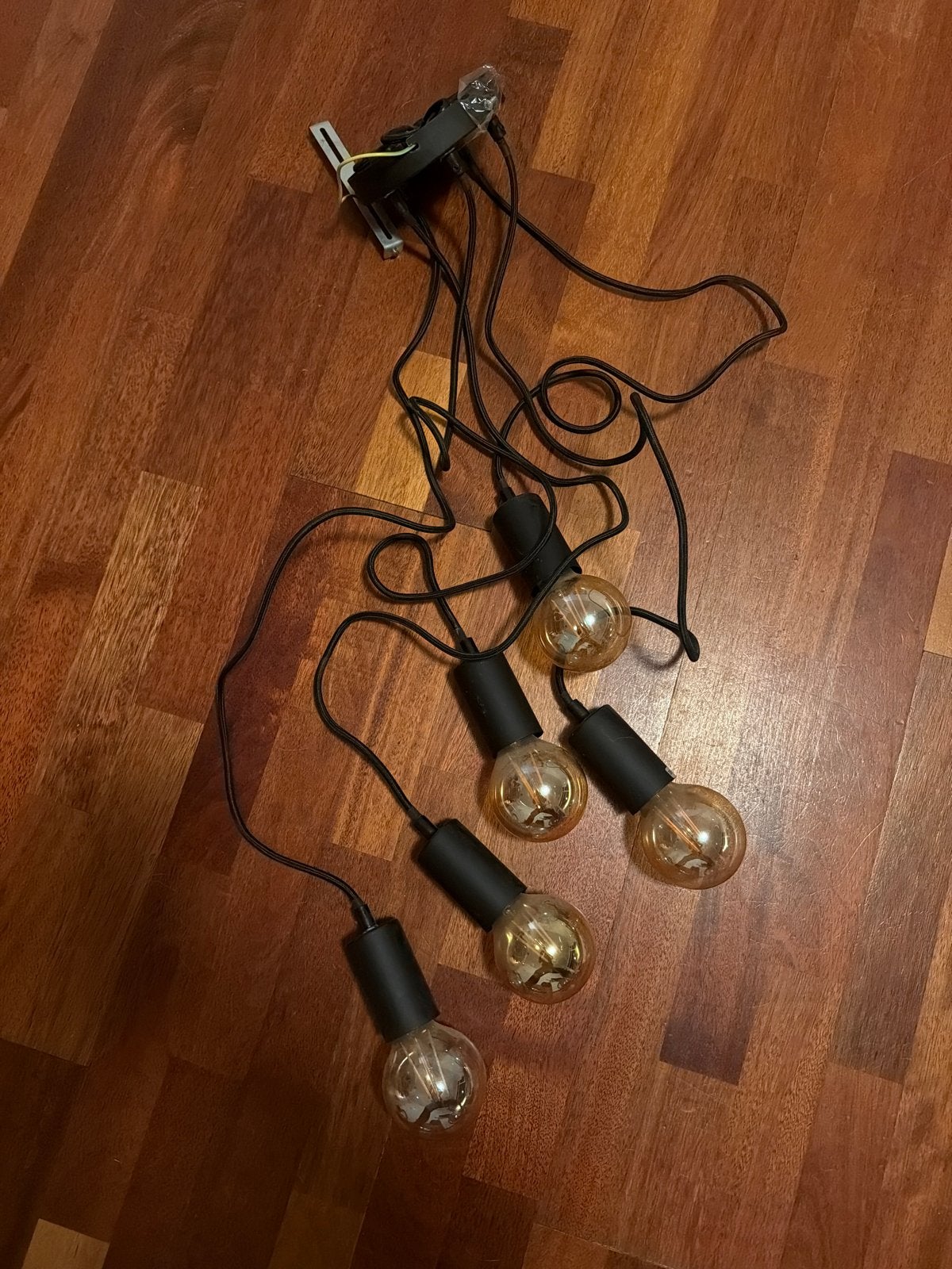 Hanglamp met 5 koortjes, lengte tot 1m, Ophalen, Gebruikt, Metaal, E27 (groot)