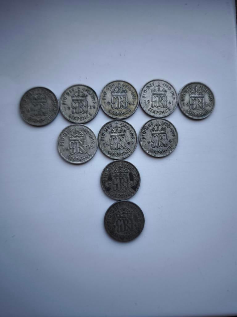 Zilver 6 pence munten 10x, Ophalen of Verzenden, Overige landen, Zilver