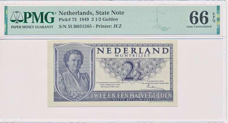 Nederland 2,5 Gulden 1949 Juliana PMG66, Ophalen of Verzenden, 2½ gulden, Los biljet