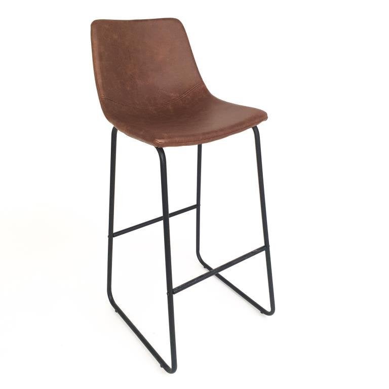 Vintage leren barkruk kruk horeca leer industriele  186, 5 krukken of meer, 60 tot 90 cm, Nieuw, Leer