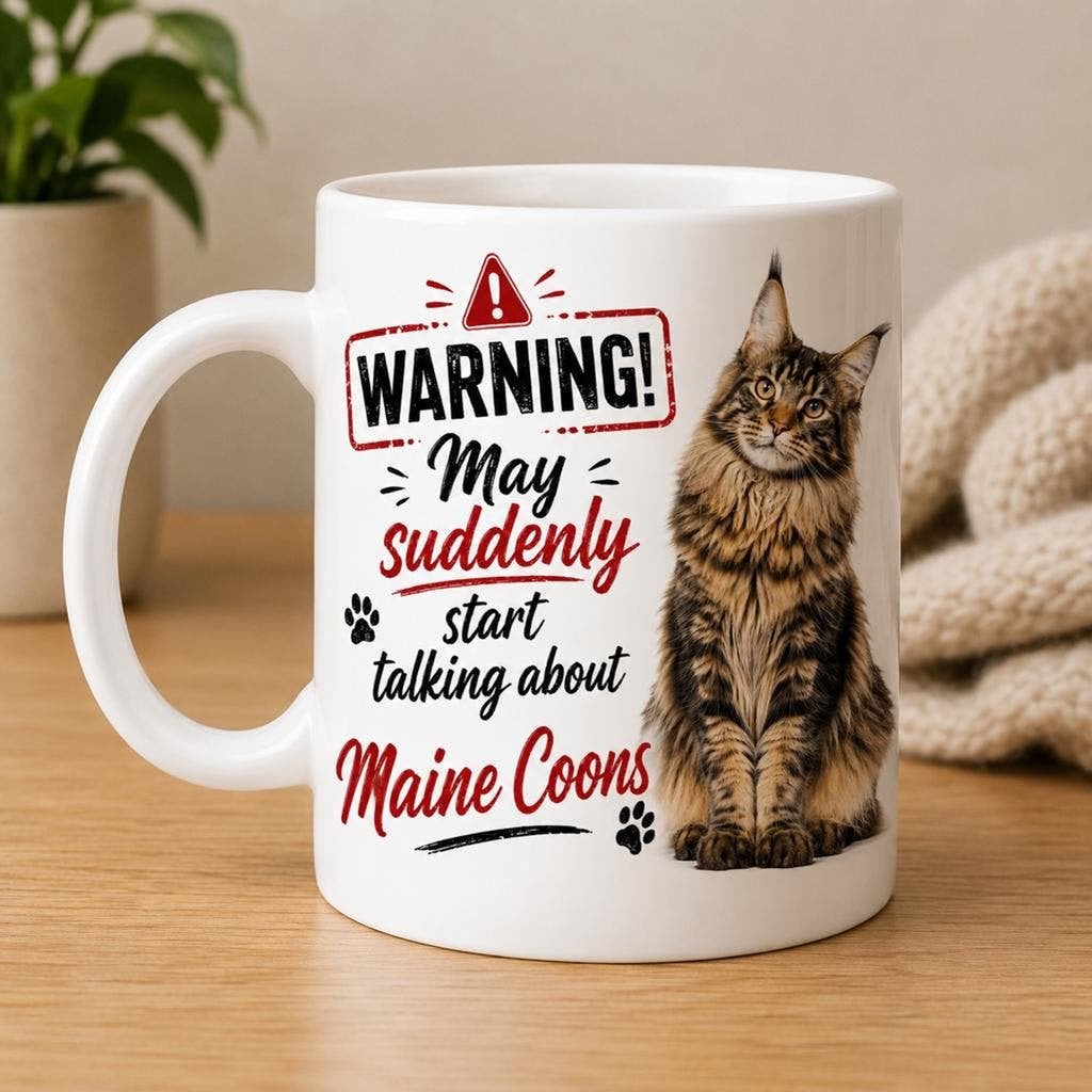 Maine Coon Warning Mok, Verzenden, Keramiek, Nieuw, Overige stijlen