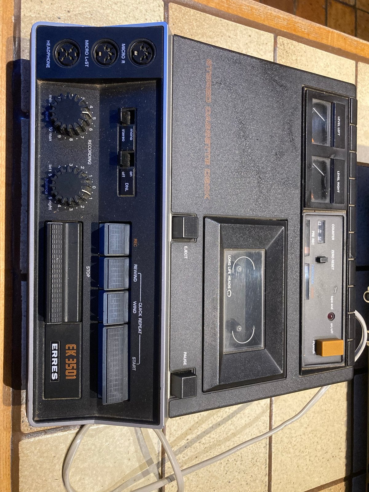Erres EK 3501 Stereo Cassettedeck - Vintage, Audio, Tv en Foto, Cassettedecks, Ophalen of Verzenden, Enkel, Overige merken, Tiptoetsen