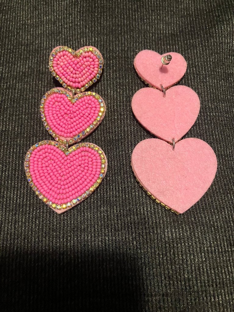 oorbellen met rose hartjes, Overige materialen, Hangers, Nieuw, Ophalen of Verzenden
