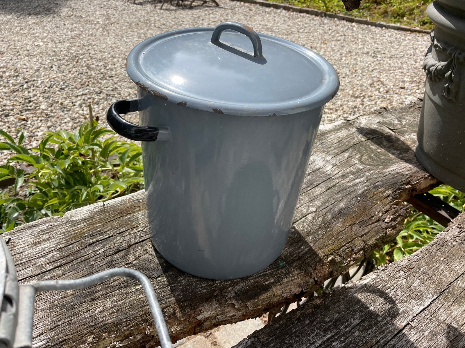 Grijze Emaille Weckketel - 32 cm hoog, 28 cm diameter, Ophalen of Verzenden