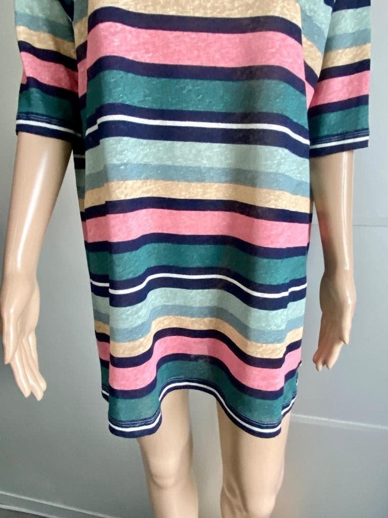 K115 Nieuw: mt. L=40/42 lang linnen designer top trui shirt, Maat 42/44 (L), Nieuw, Ophalen of Verzenden, Korte mouw