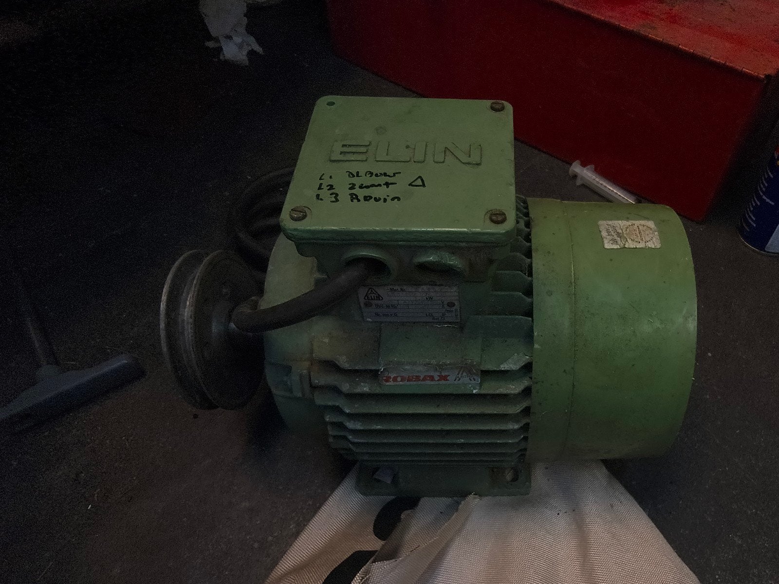 Elin 3-Fase Elektromotor 1.5kW met poelie, Doe-het-zelf en Verbouw, Motoren, Ophalen of Verzenden, Gebruikt, Elektromotor