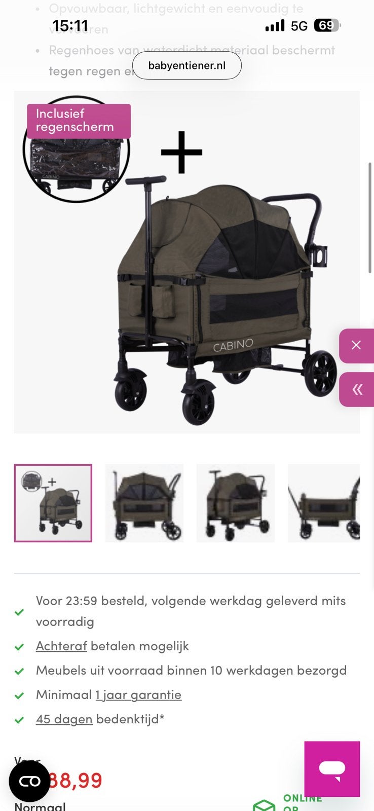 Cabino Waggie bolderkar, Kinderen en Baby's, Ophalen of Verzenden, Zo goed als nieuw, Overige merken
