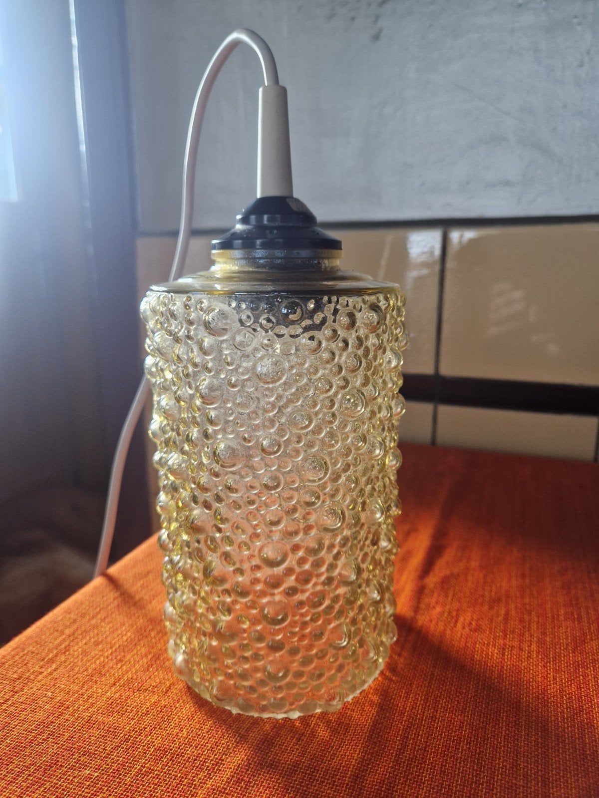 Vintage hanglamp amber bubble glas Tynell style, Ophalen of Verzenden, Glas, Vintage