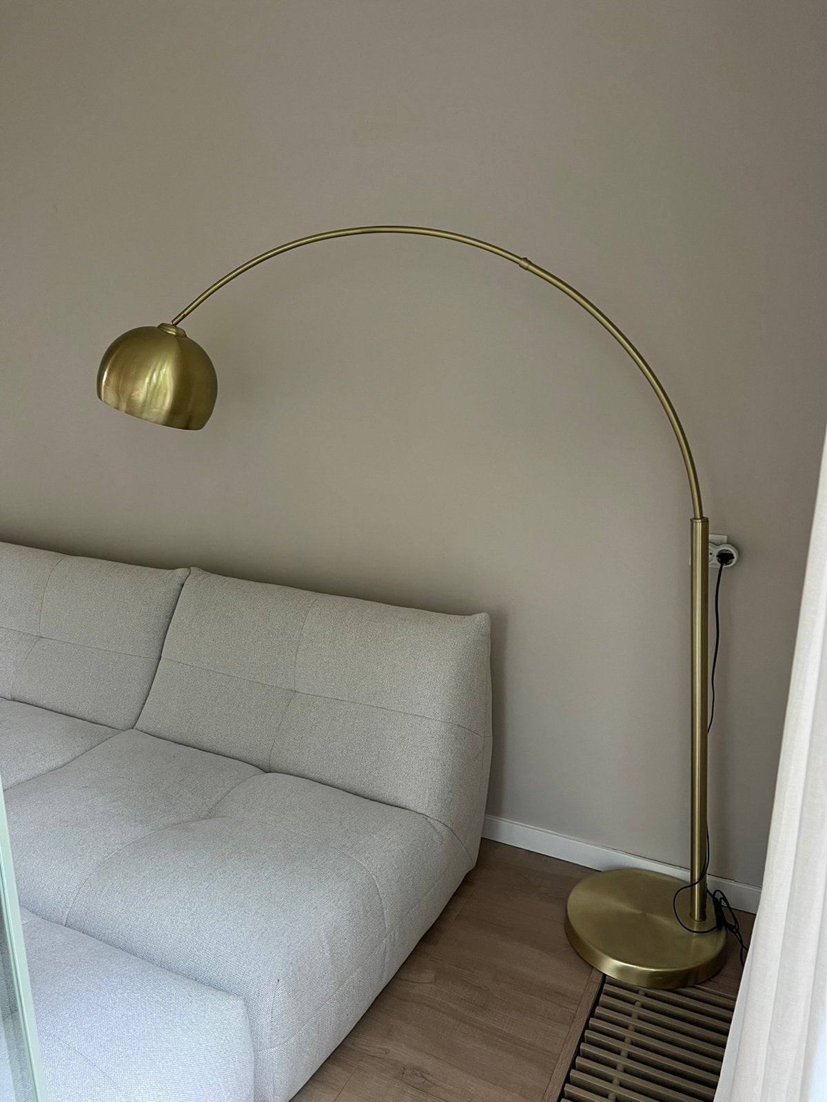 Loods 5 Vloerlamp booglamp Messing goud, Ophalen, Zo goed als nieuw, Metaal, 150 tot 200 cm