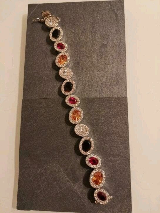 Ti Sento armband met pracht facet stenen,zilver€ 125,00, Ophalen of Verzenden, Zo goed als nieuw, Zilver, Zilver
