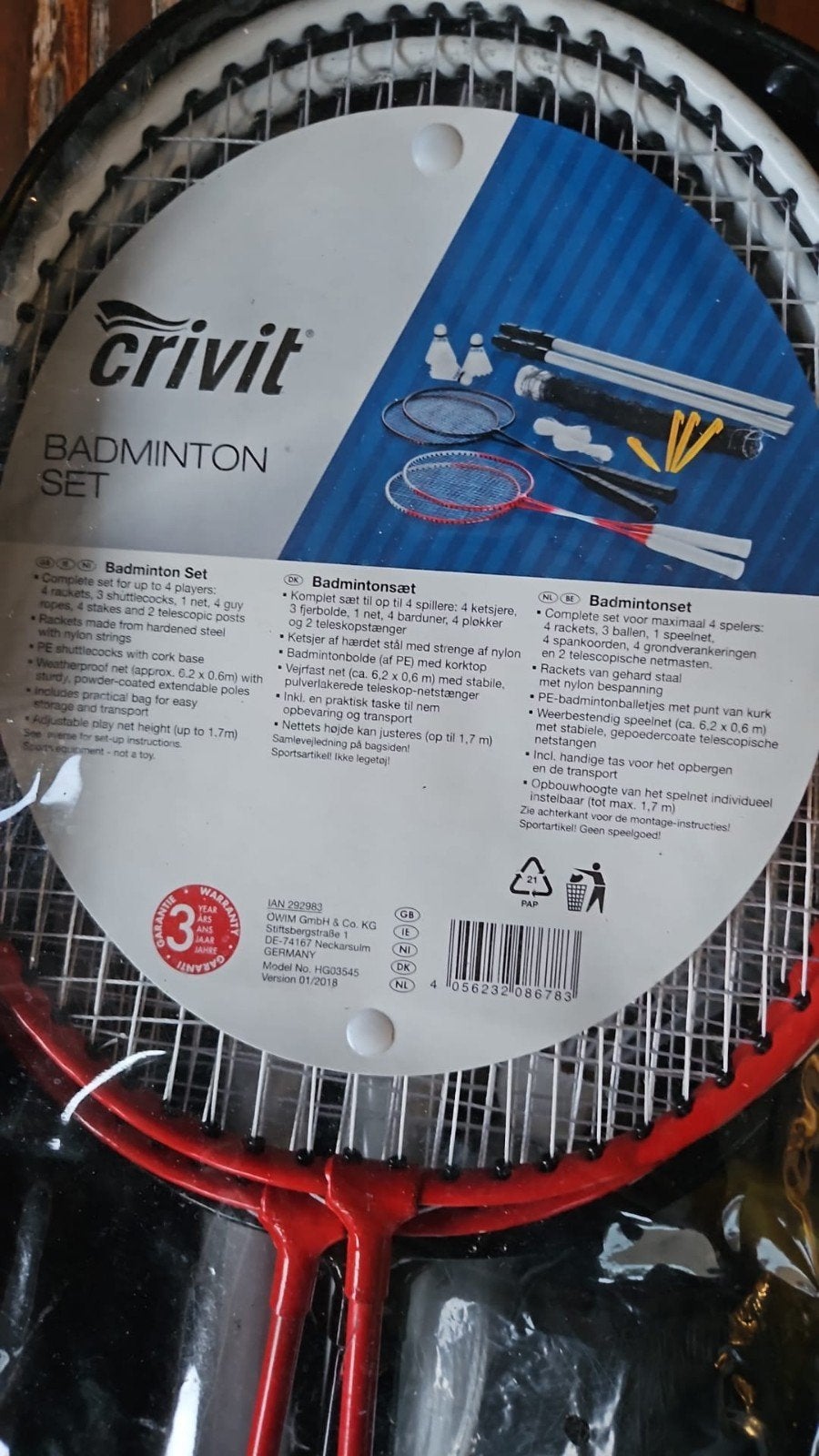 Crivit Badminton Set - 1 handvat beschadigd, rest nieuw, Ophalen of Verzenden