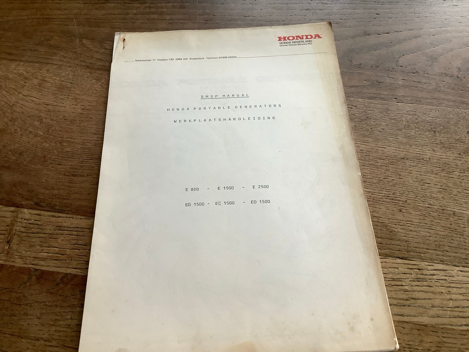 Honda Portable Generators Werkplaatshandleiding, vintage., Verzenden