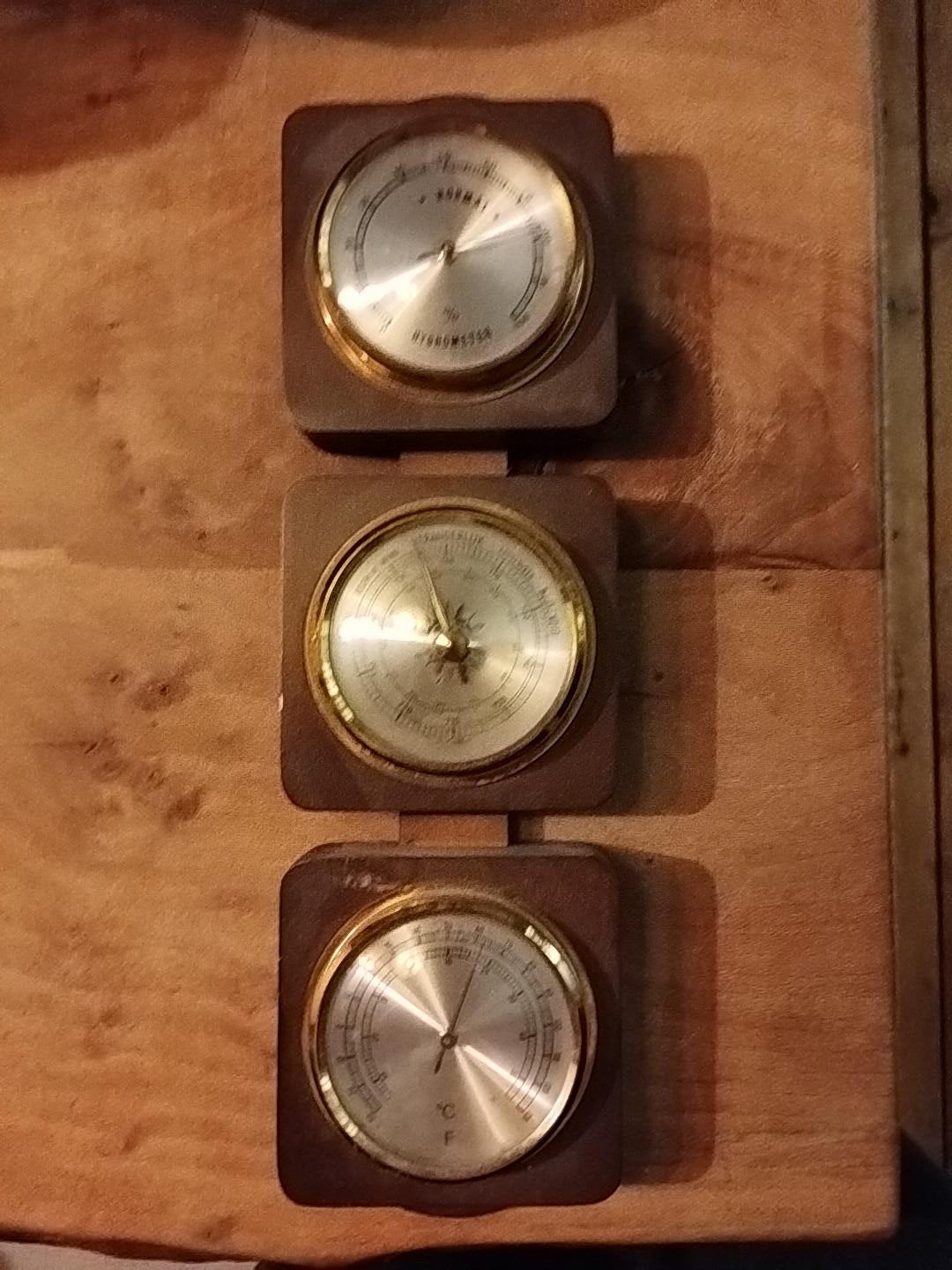 Vintage 3-in-1 Barometer, Thermometer, Hygrometer, Ophalen of Verzenden, Gebruikt, Weerstation