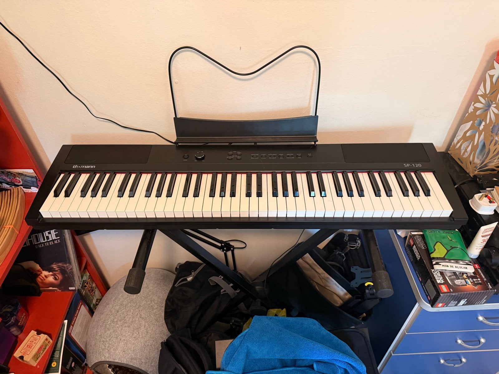 Thomas SP 120 Digitale Piano met standaard en pedaal, Muziek en Instrumenten, Piano's, Ophalen, Zwart, Digitaal, Zo goed als nieuw