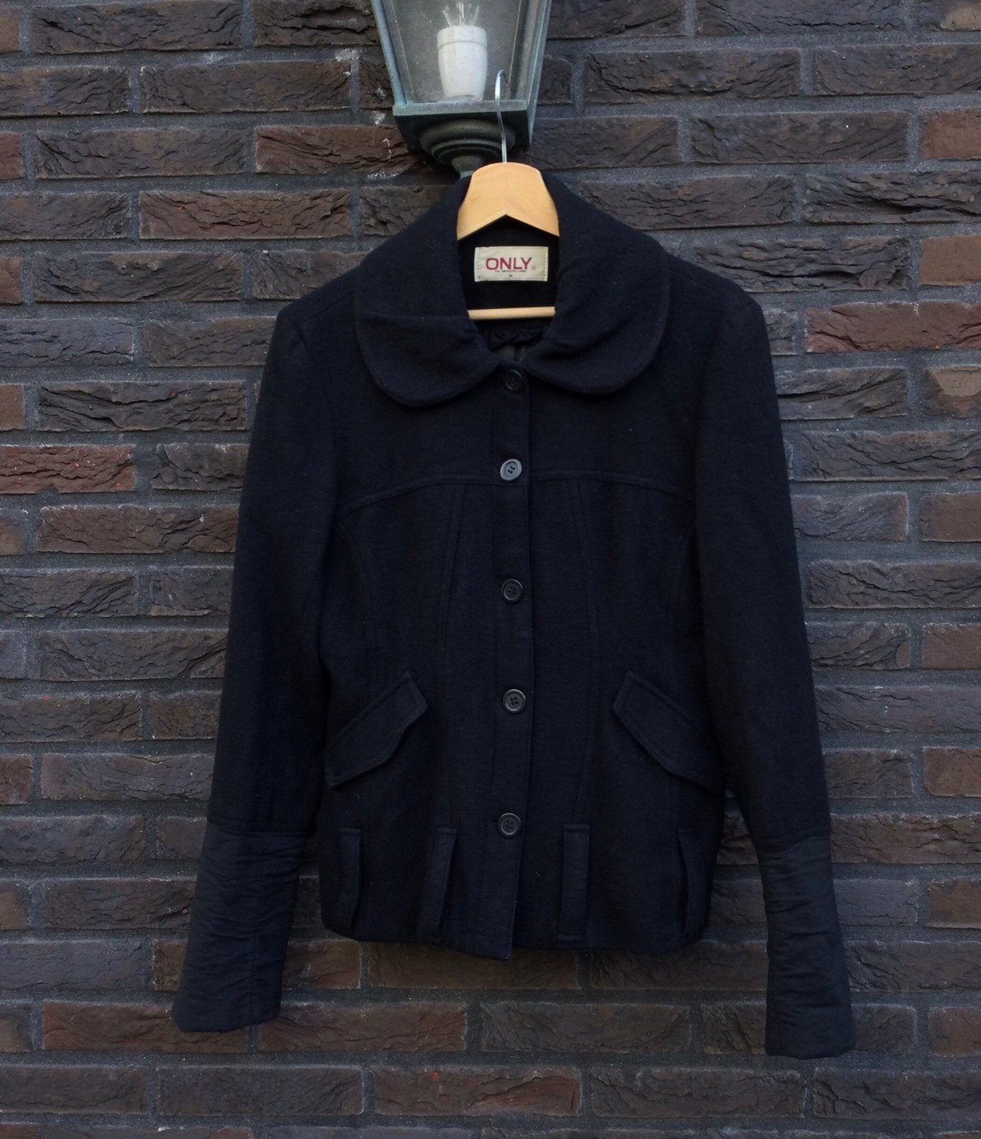 Zwarte jas Only 60%wol maat M, Maat 38/40 (M), Only, Zwart, Ophalen of Verzenden