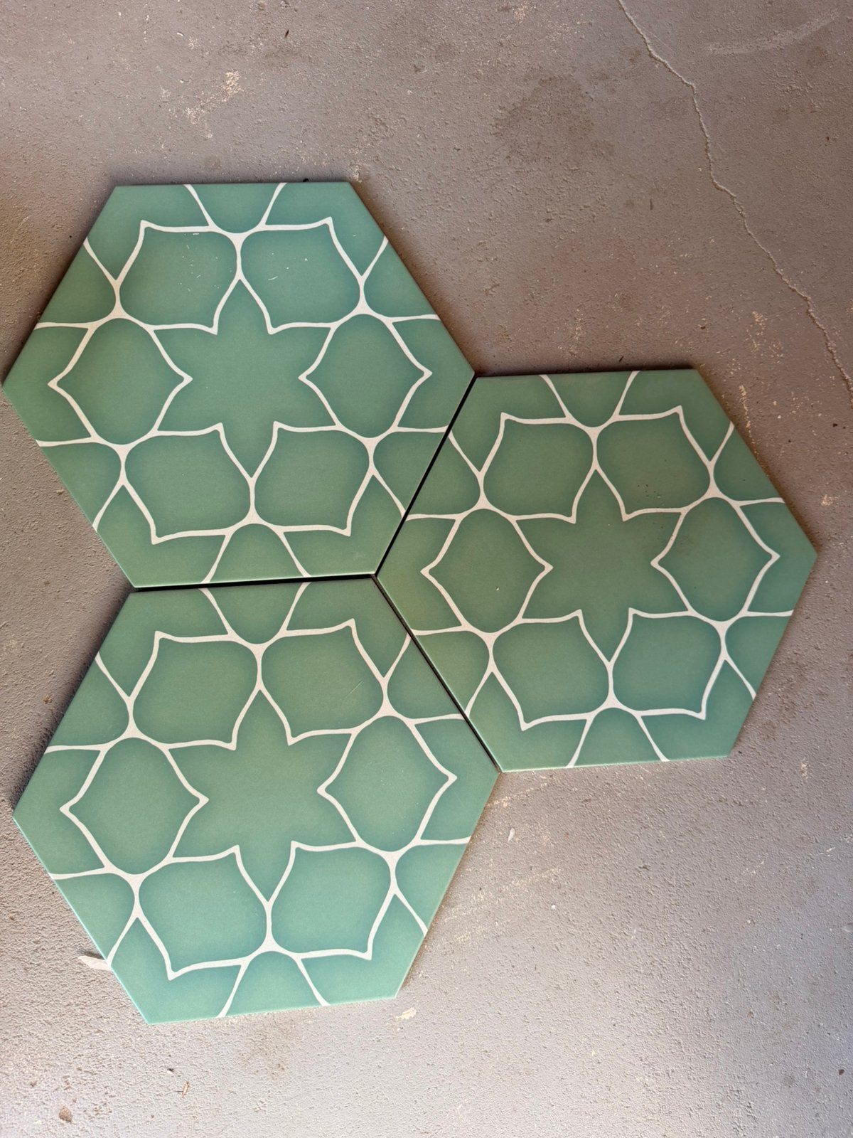 Hexagon wand/vloer tegels zeegroen keramisch, Ophalen, 60 cm of meer, Nieuw, 10 m² of meer