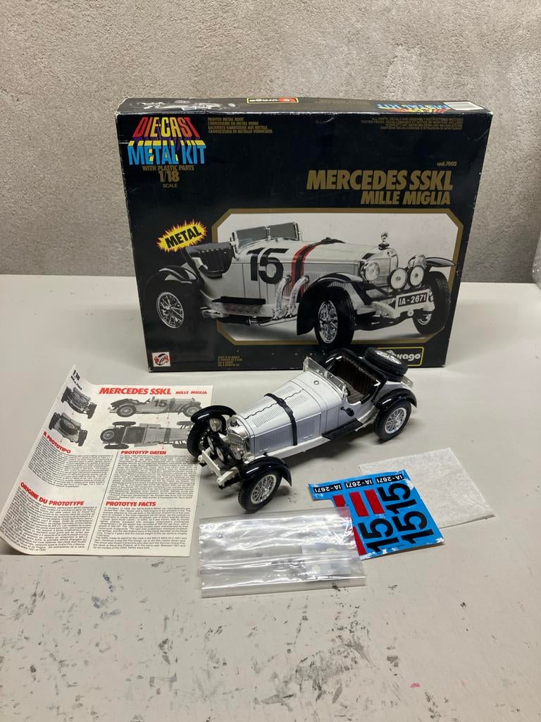 Bburago Mercedes SSKL Mille Miglia Diecast Metal Kit 1:18, Ophalen of Verzenden, Zo goed als nieuw, Auto, Overige merken