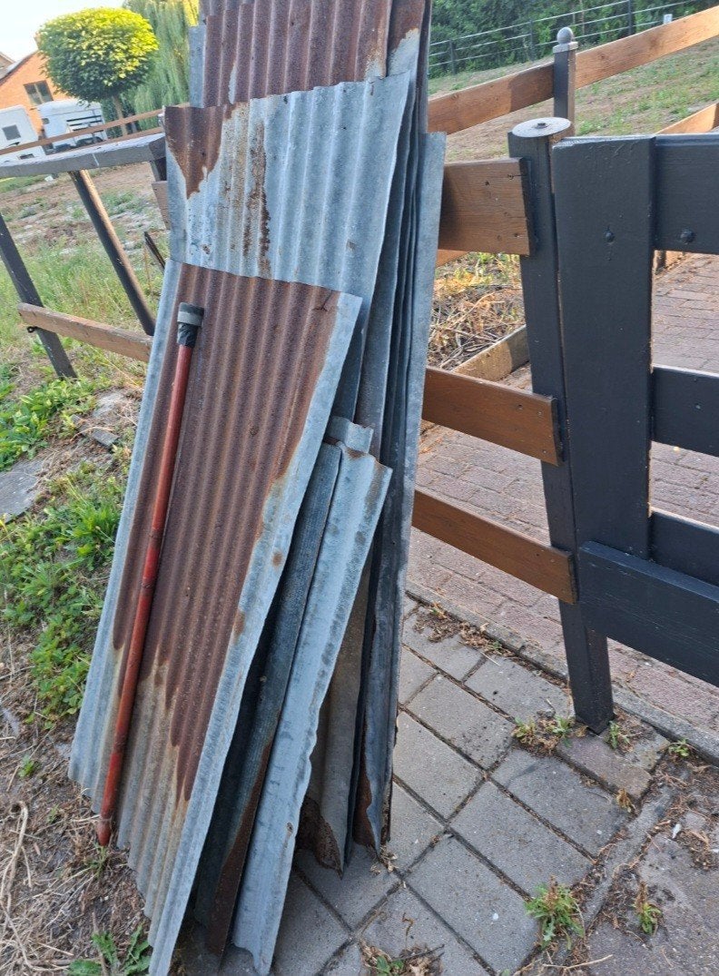 10 Vintage metalen golfplaten, Gebruikt, Zwart, Ophalen of Verzenden, 15 m² of meer