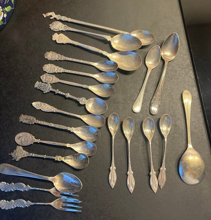 Verzilverde en zilveren lepeltjes en vorkjes - complete set, Ophalen of Verzenden