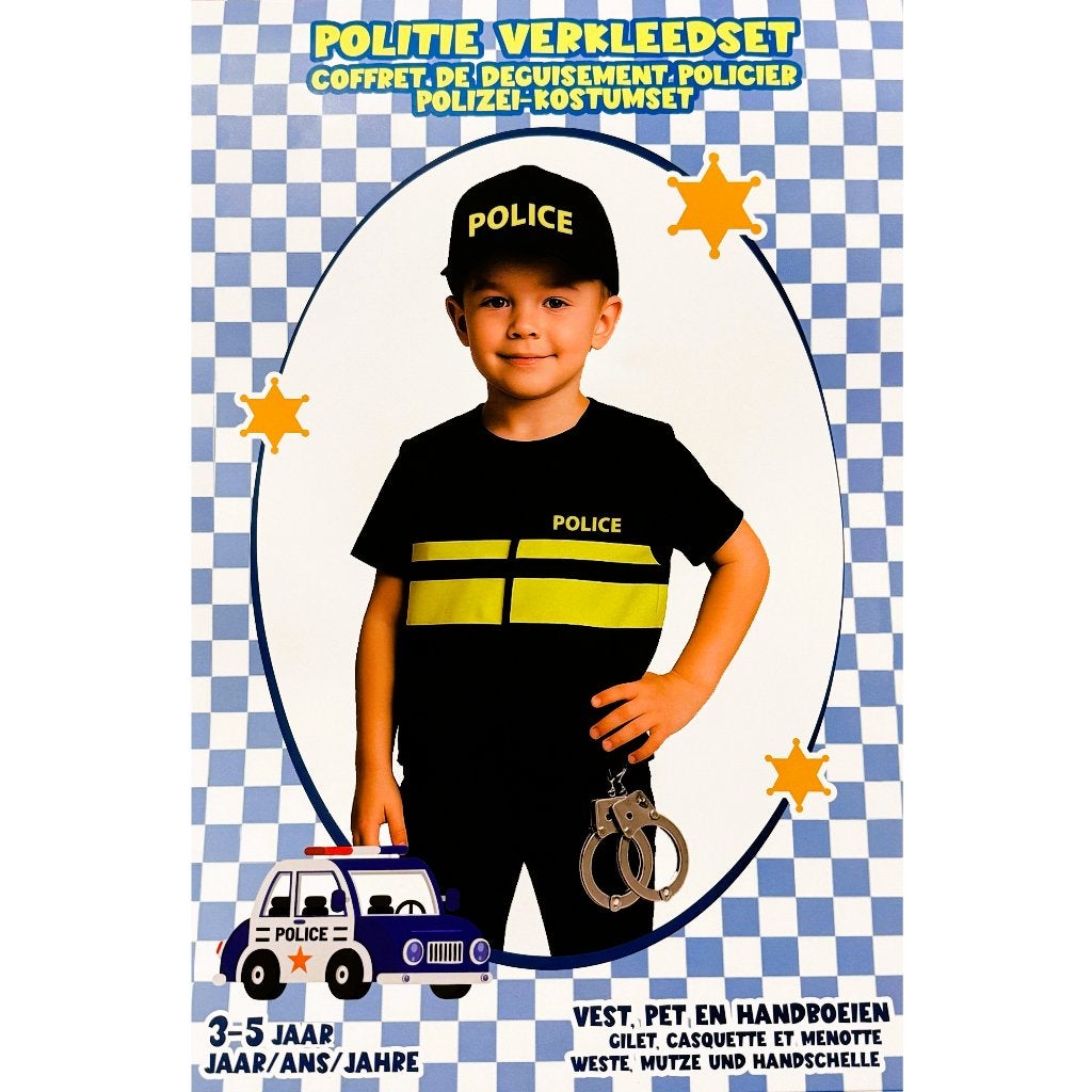 Nieuw ! Politie Veiligheid Hes + Pet + Handboeien 3/5 Jaar, Ophalen of Verzenden, Nieuw, 104 of kleiner, Jongen of Meisje