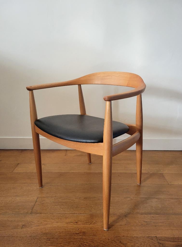 Vintage Deense stoel van Illum wikkelsø voor Niels Eilersen, Gebruikt, Bruin, Eén, Leer