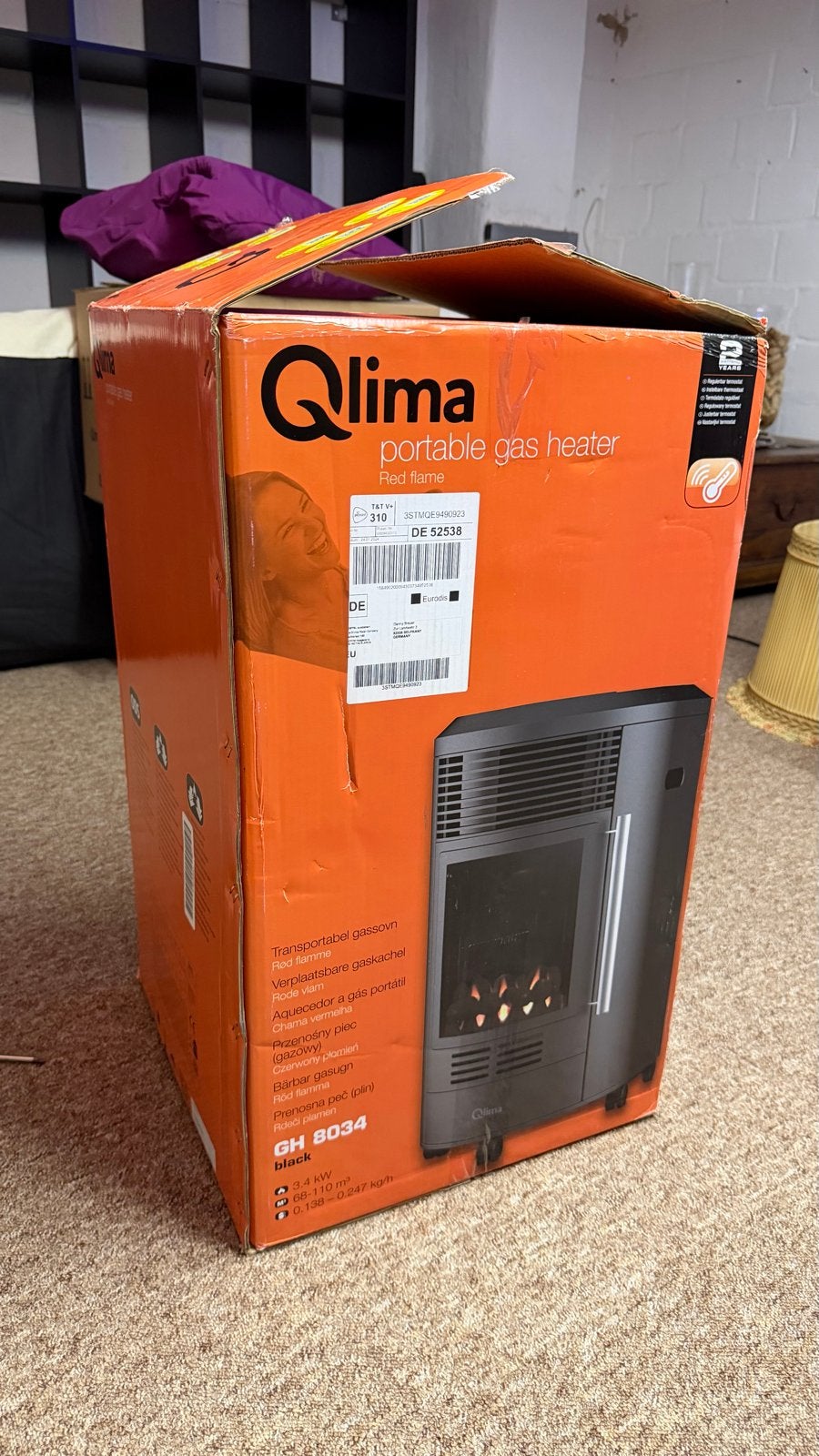 Qlima GH 8034 Verplaatsbare Gaskachel, Huis en Inrichting, Kachels, Ophalen, Gas, Zo goed als nieuw, Vrijstaand