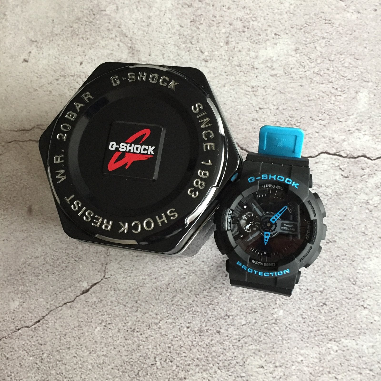 Zwarte met blauwe g shock type GA-110 g-shock gshock, Ophalen of Verzenden, Zo goed als nieuw, Kunststof
