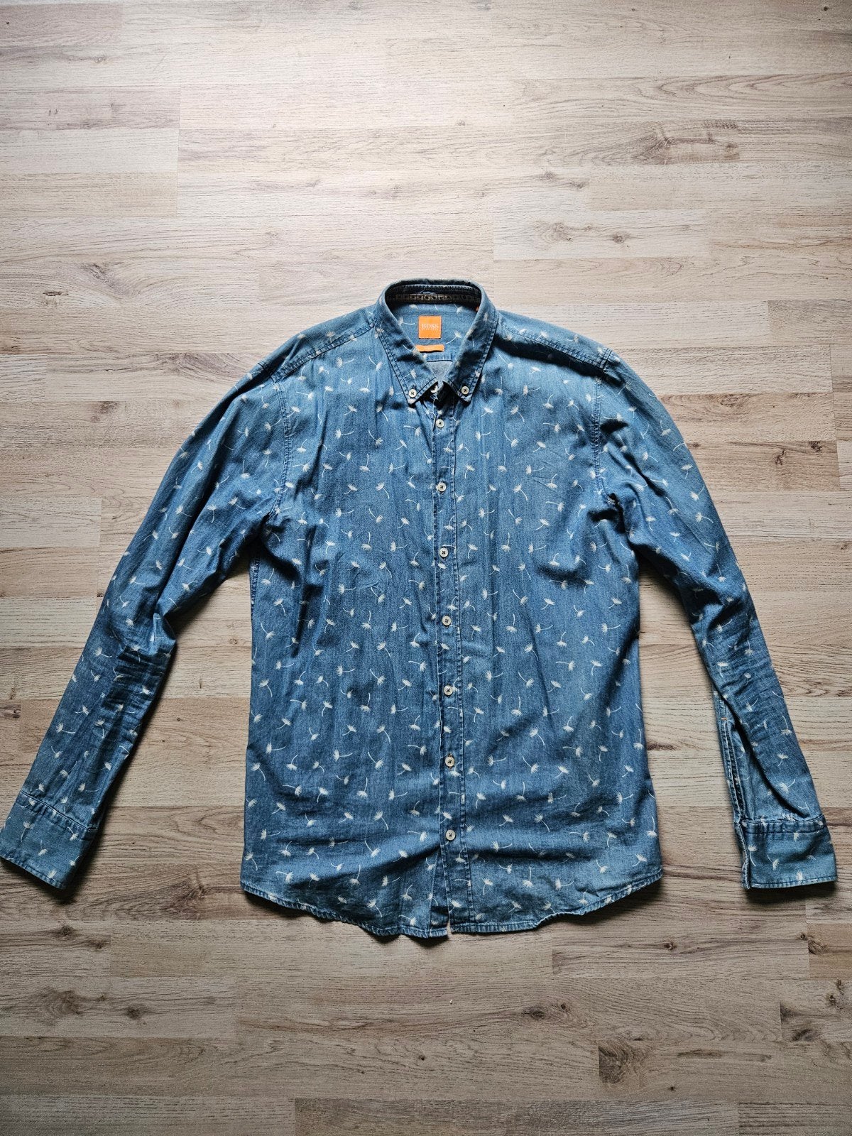 Overhemd Hugo Boss maat L Orange, Ophalen of Verzenden, Zo goed als nieuw, Maat 52/54 (L), Blauw