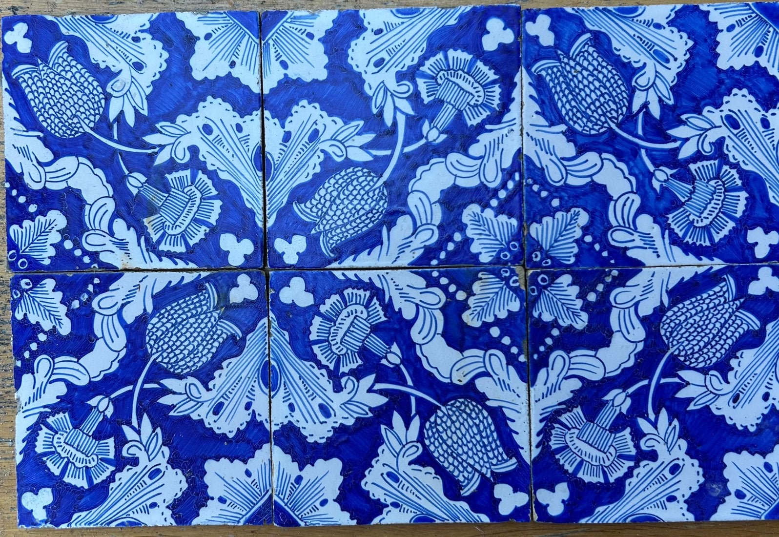 Antieke ornament tegeltjes 13x13 cm, Ophalen of Verzenden