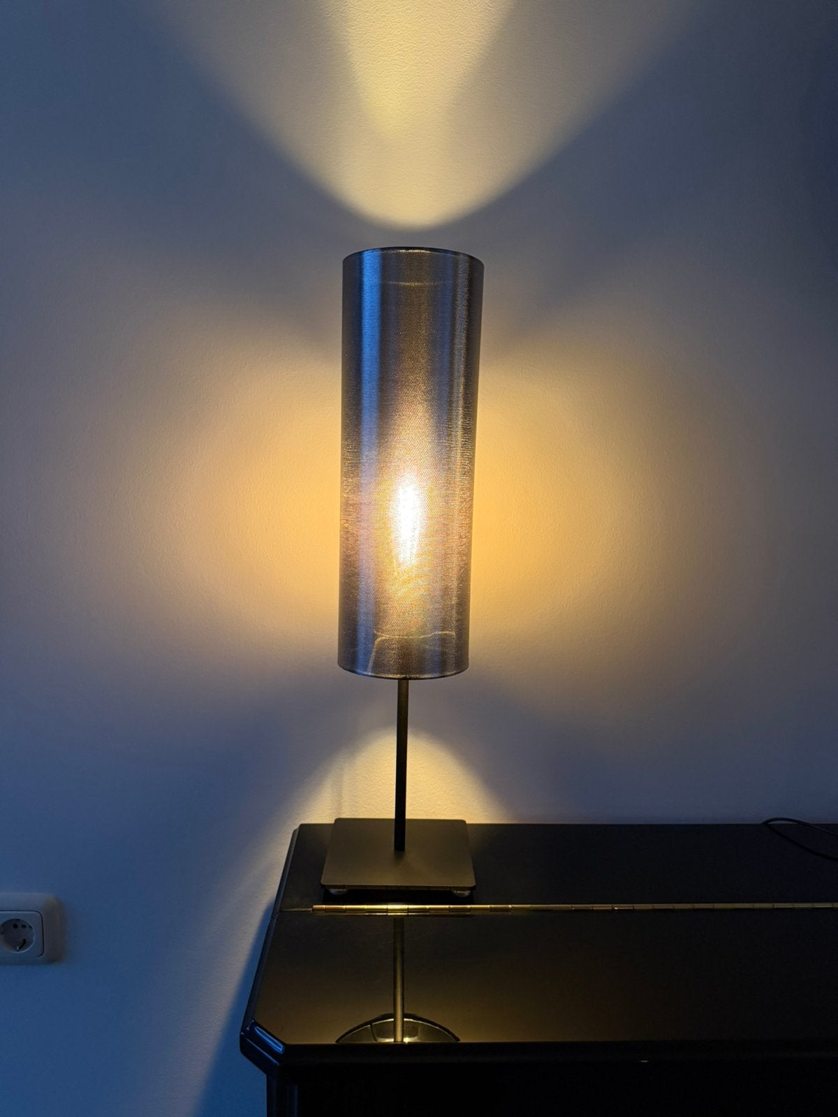 Set 2 schemerlampjes, zwarte voet en zilvere kap, Overige typen, Kunststof, Meerkleurig, 54 cm