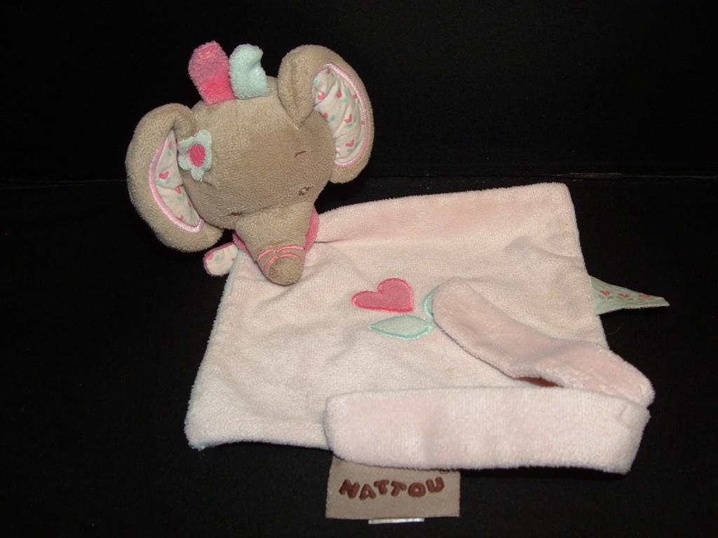 NATTOU OLIFANT KNUFFELDOEKJE VELOURS LICHTROZE MET, Verzenden, Nieuw, Overige typen