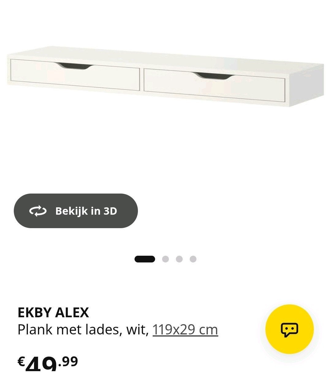Ekby Alex (Ikea) wandplank met lades, Ophalen, 100 tot 150 cm, 1 of 2 laden, Zo goed als nieuw