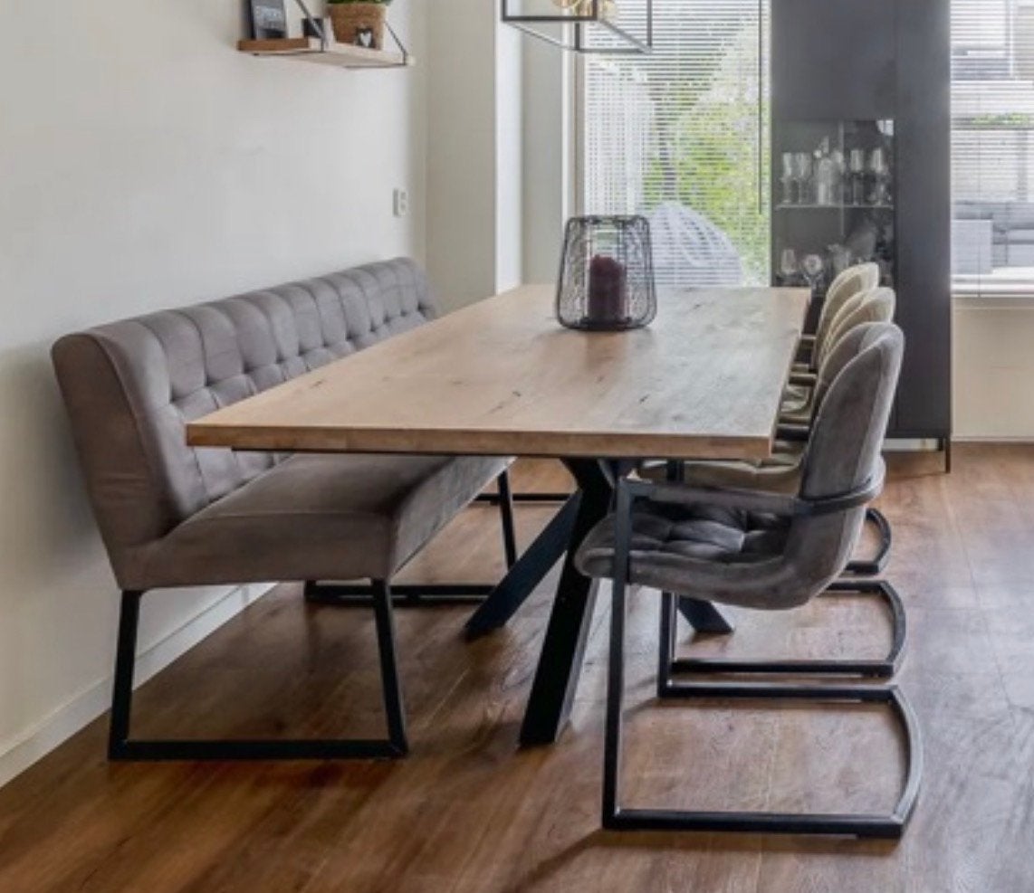 Eetkamerbank 190 cm breed antraciet grijs, Huis en Inrichting, Ophalen, Gebruikt