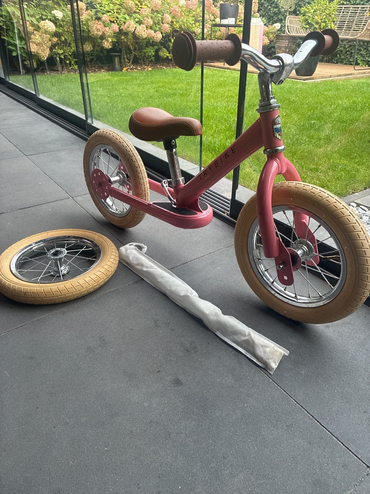 Trybike Steel 2-in-1 Loopfiets - Roze, Ophalen, Gebruikt, Minder dan 16 inch