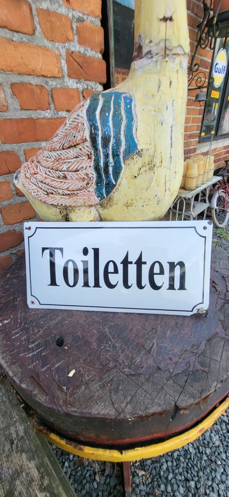 Emaille bord Toiletten - 30x15 cm, Antiek en Kunst, Ophalen of Verzenden