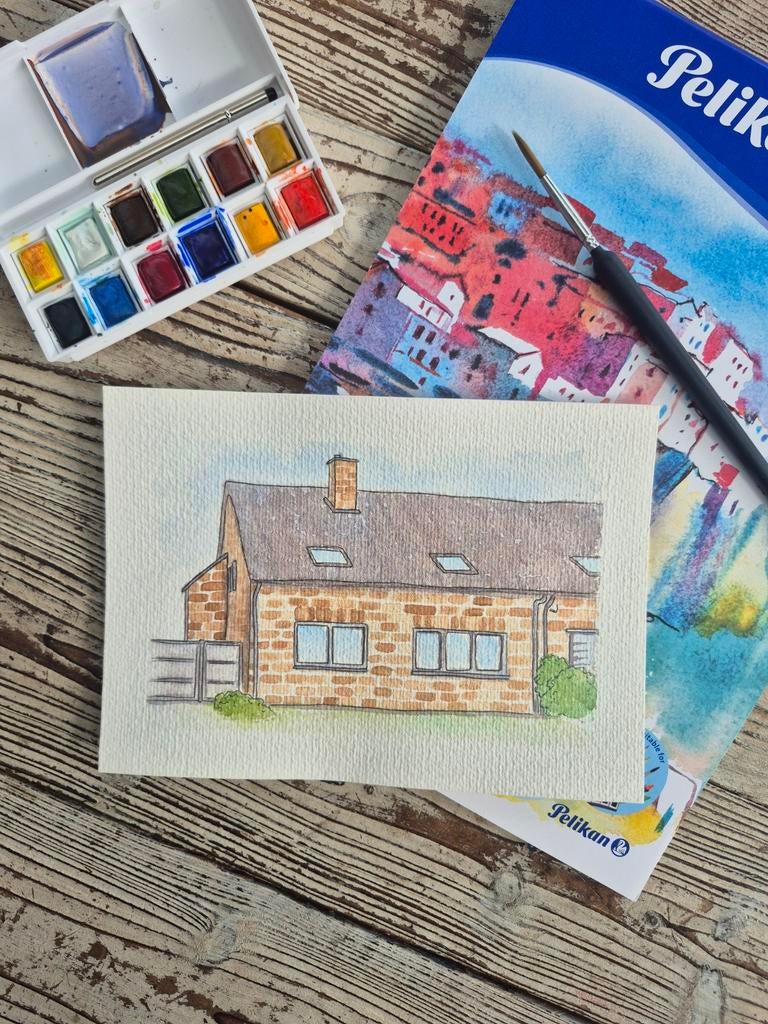 Gepersonaliseerde huisportetjes in aquarel, Antiek en Kunst, Ophalen of Verzenden