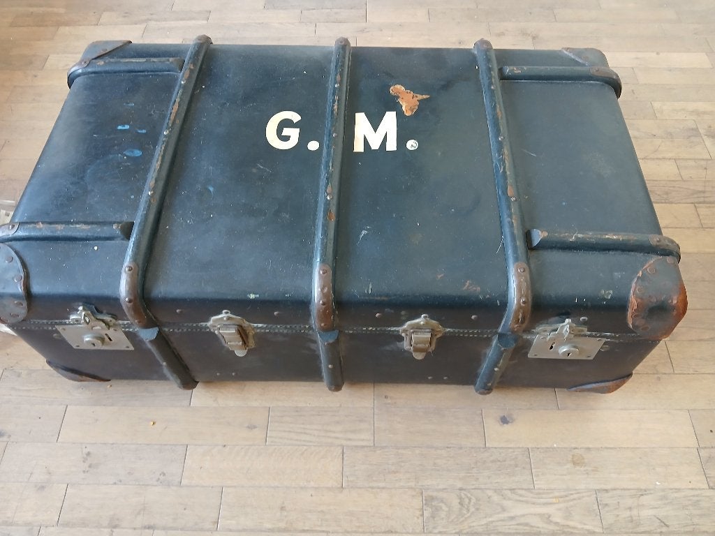 Grote antieke reiskoffer / hutkoffer / trunk – Vulcan Fibre, Ophalen