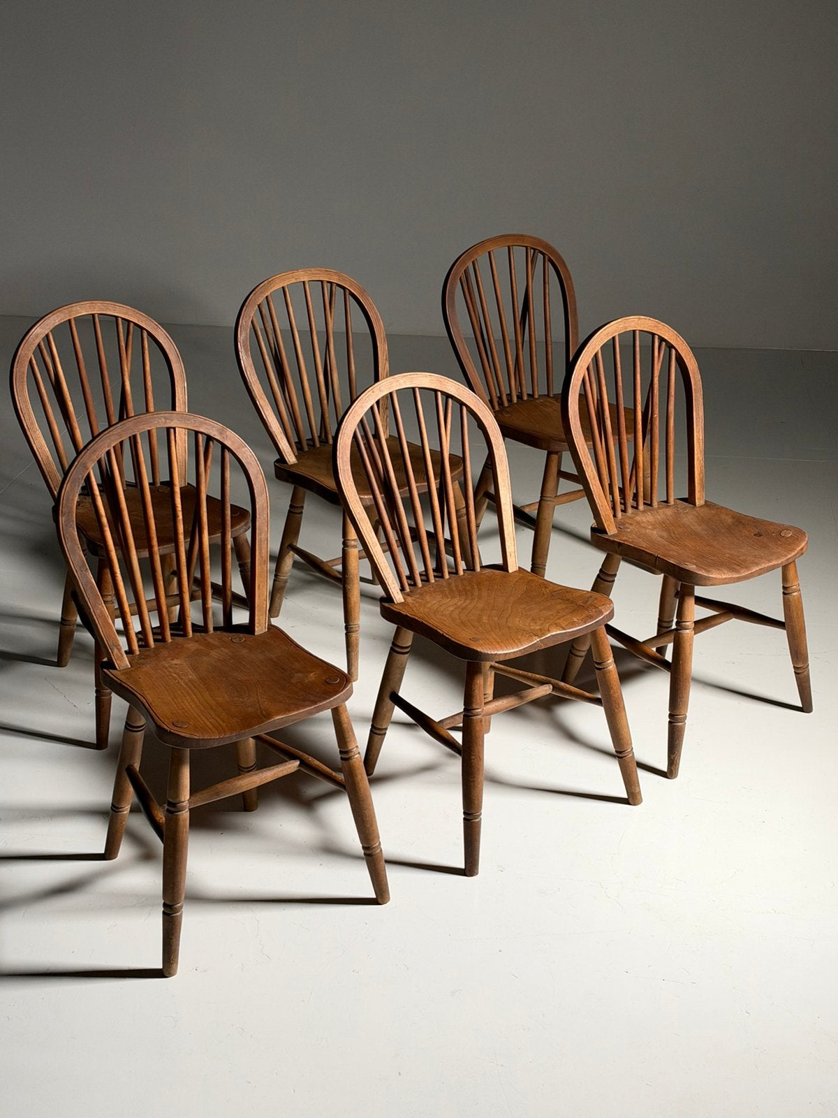 Set van 6 Windsor stoelen antiek, Bruin, Ophalen of Verzenden, Vijf, Zes of meer stoelen, A